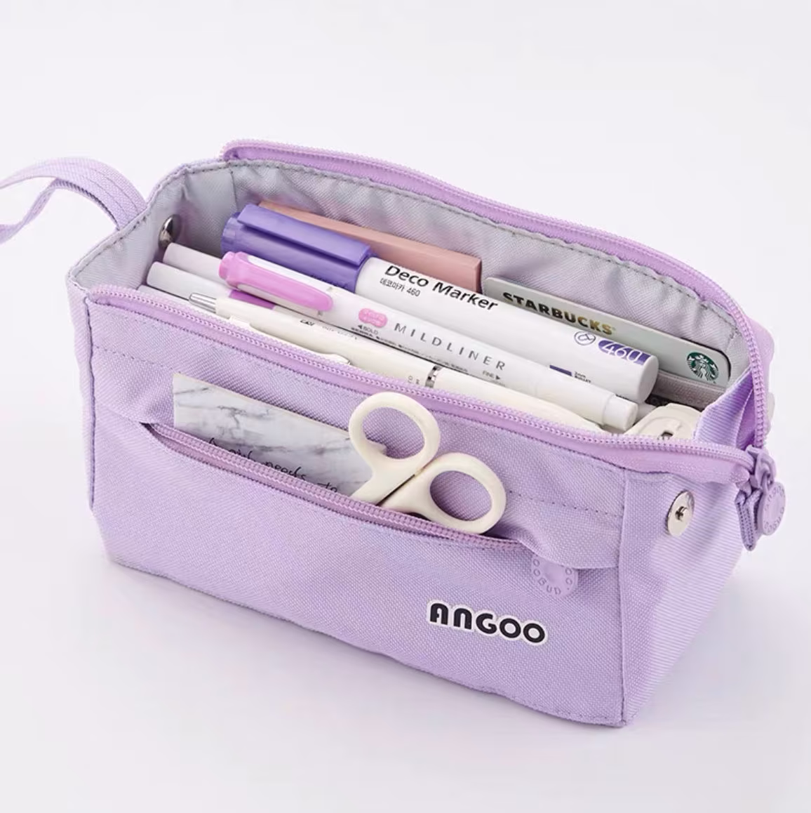 Large Capacity Canvas Pencil Case | Pen Case Pouch Zipper Makeup Bag College School Office Supplies