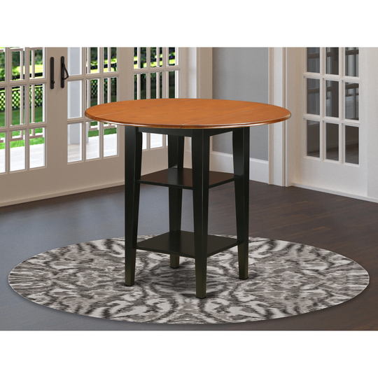 East West Furniture Sudbury Round Counter Table with two shelves (Finish Option)