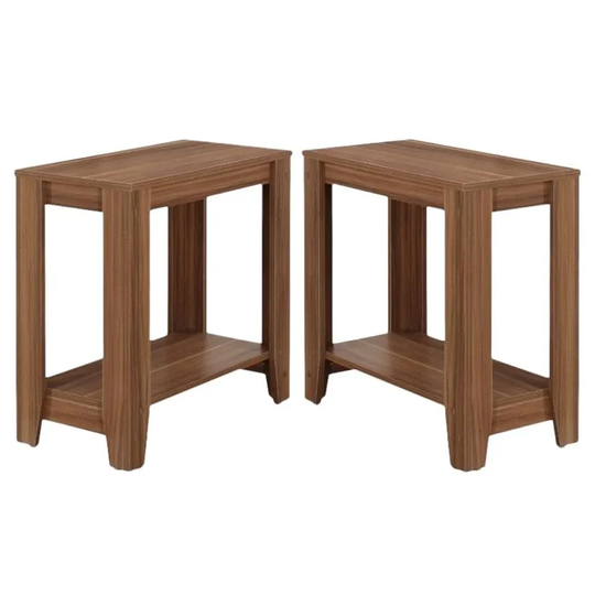 Textured Wood End Table in Walnut Finish - Set of 2 - 54 x 84