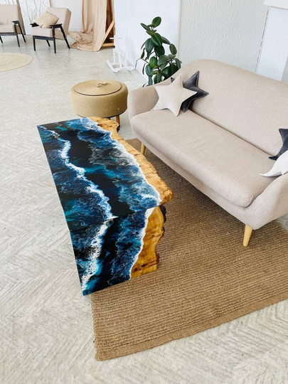 Epoxy Coffee Table Deep Large Ocean, Luxury Table, Custom Resin Handmade Unique Ocean Desk