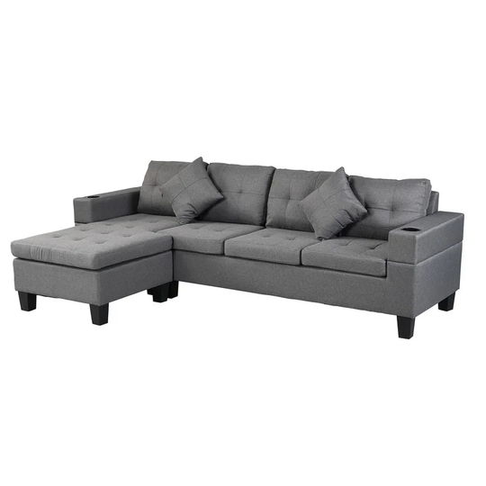 L Shape Sectional Sofa Set with Left or Right Hand Chaise,Grey