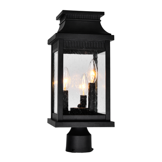 Milford 3-Light Black Outdoor Short Pier Mount