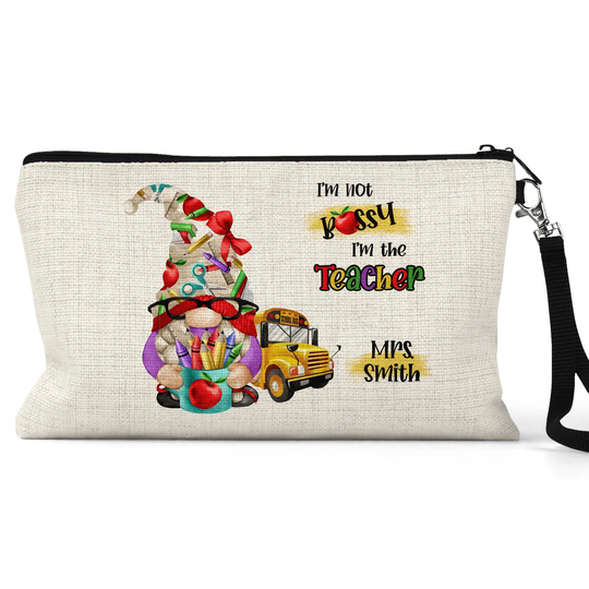 Teacher Pencil Case, Personalized Gift, Gnome, Back To School, New Teaching Assistant Cute Bag 7-Pro002