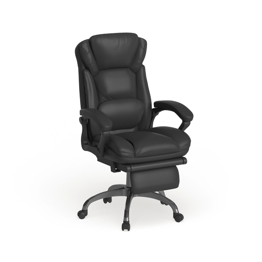 High Back LeatherSoft Reclining Ergonomic Chair with Outer Lumbar Cushion