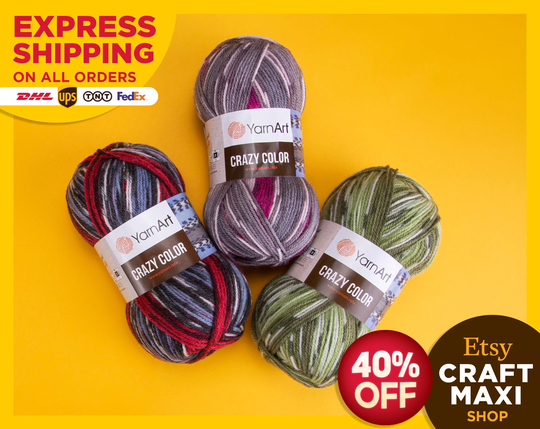 Yarnart Crazy Color - Multicolor Knitting Yarn, 25% Wool, Wool Acrylic Sport Winter Sweater 3.52 Oz, 285 Yds