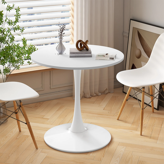 32" Modern Round Coffee Table with Metal Base Dining Table