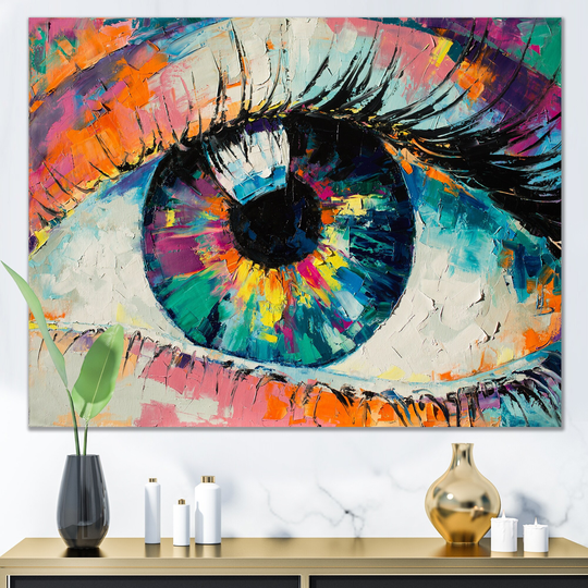 Designart 'Colorful Turquoise Woman Eye Art' Abstract Canvas artwork