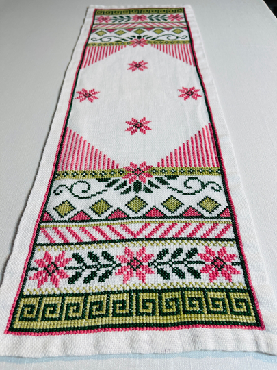 Beautiful Swedish Hand-Embroidered Table Runner Embroidered With Cross Stitch