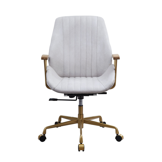 Office Chair with 5 Star Base and Armrests, Vintage White and Brown