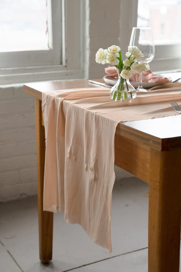 Modern Table Runner, Silk Chiffon Fabric Blush Styling Cloth, 3 Yds 6 Yds, Wedding Event Decor, Zero Waste, Boho Runner