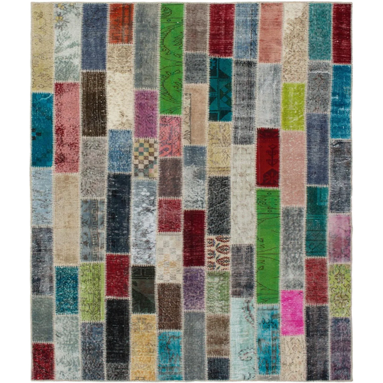 ECARPETGALLERY Hand-knotted Color Transition Patchwork Multi Wool Rug - 5'11 x 7'10