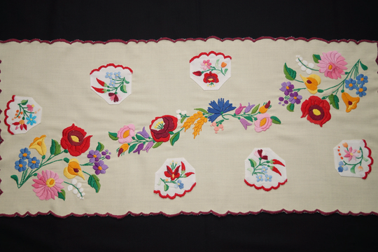 Hungarian Kalocsa Table Runner 73/34 cm, Ethnic Embroidered Home Decoration, Folk Runner, Colorful Embroidery, Flower Decor