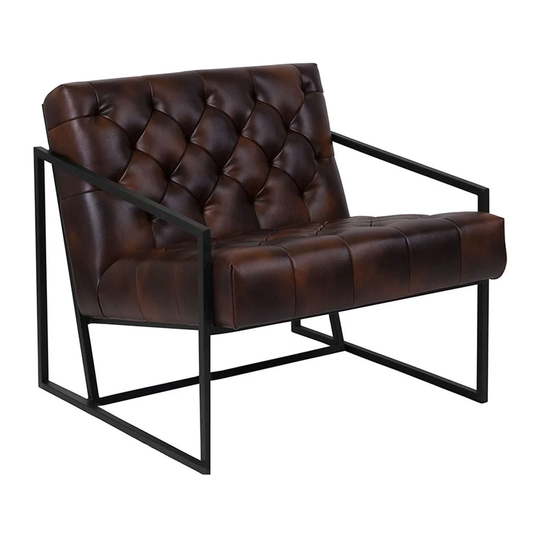 Offex Transitional Bomber Jacket Leather Tufted Lounge Chair