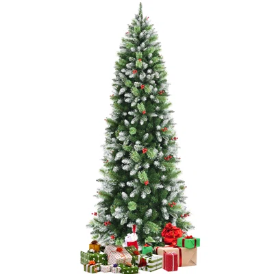 90" H Green Pine Christmas Tree with Berries