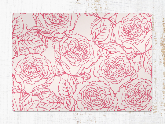 Pink Line Roses Chair Mat, Red Protective Colar Splat Flowers Vinyl Floor Office Room Rug, Kids Decor
