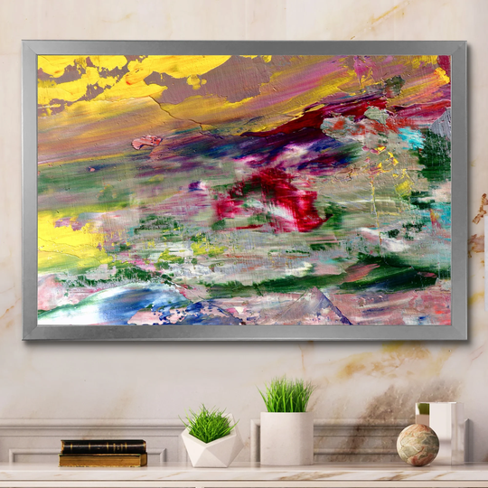 Designart 'Colorful Abstract Painting Strokes IV' Modern Framed artwork