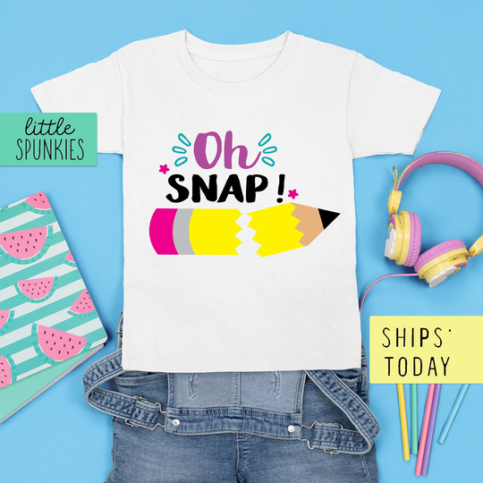Funny School Shirts For Kids, Oh Snap Pencil T-Shirt, Back To Outfit, Unisex Kids Clothes