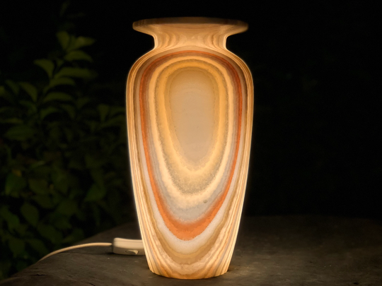 Authentic Alabaster Table Lamp/Hundred Percent Natural Stone Piece Of Art