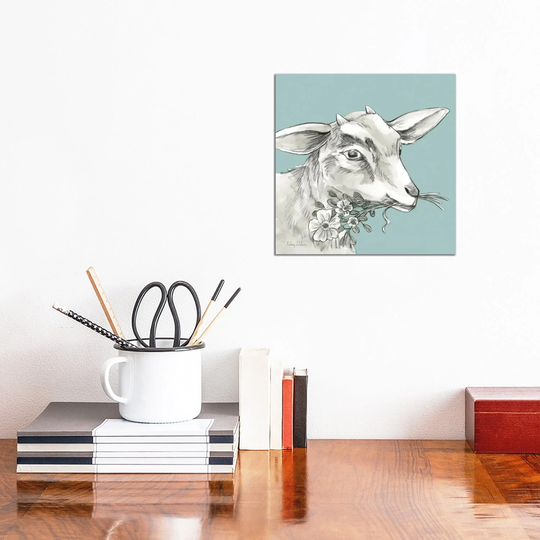 iCanvas "Watercolor Pencil Farm Color IV-Goat" by Kelsey Wilson Canvas Print