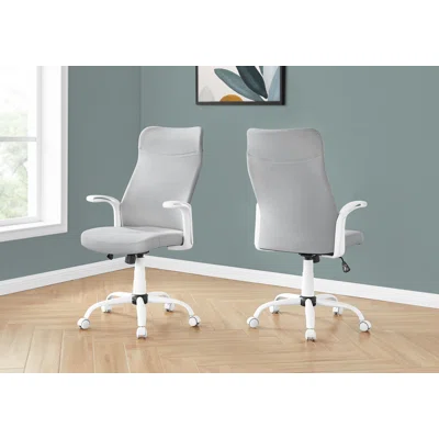 Office Chair, Adjustable Height, Swivel, Ergonomic, Armrests, Computer Desk, White, Grey
