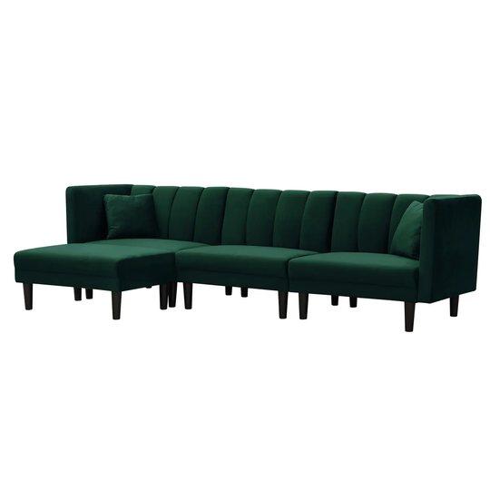 Reversibel Sectional Sofa Sleeper With 2 Pillows Velvet