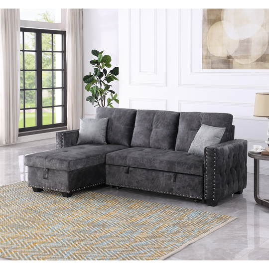 Reversible Sleeper Sectional Storage Sofa Bed,Corner Sofa-Bed With Storage,3 Seat Both Left Handed And Right Handed