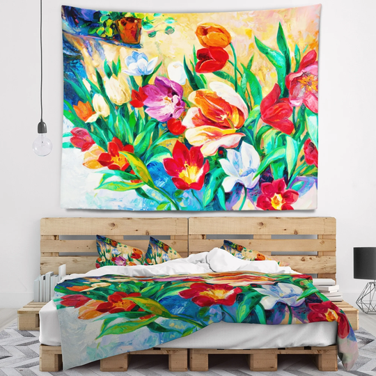 Designart 'Bouquet of Colorful Flowers' Floral Wall Tapestry