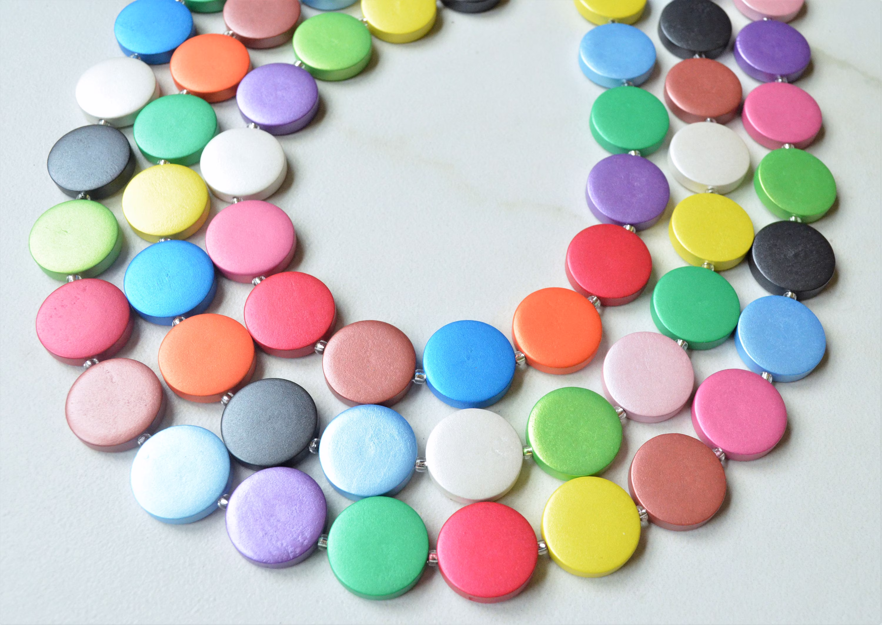 Multi Color Statement Necklace, Wood Beaded Colorful Necklace For Women - Charlotte