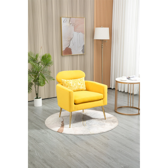 Velvet Accent Chair Living Room Armchair Lounge Chair, Yellow