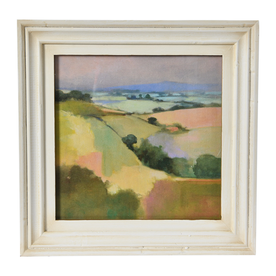 15.75" Square Watercolor Nature Landscape Print with Solid Wood Frame - Multi-Color