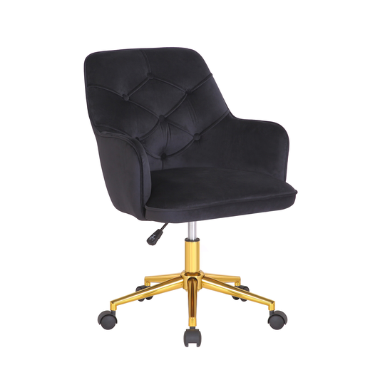 Porthos Home Talea Swivel Office Chair, Velvet Upholstery, Gold Chrome Legs