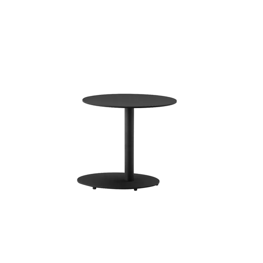 Modern Metal Outdoor Side Table with Oval Top and Base, Black