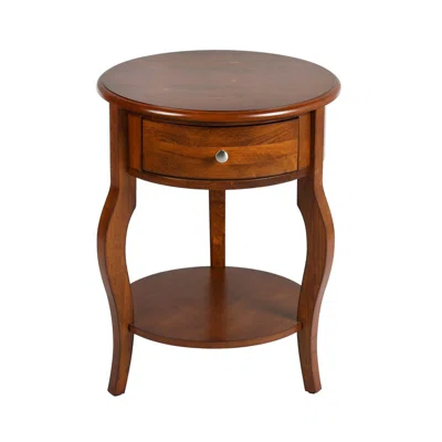 Mid-Century Round End Table,Vintage Small Side Table With Drawer Storage, Couch Side Table Coffee Table Nightstand Solid Wood Frame
