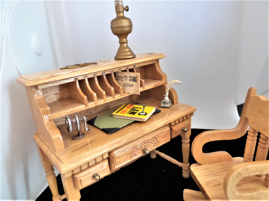Dollhouse Desk & Chair With Accessories