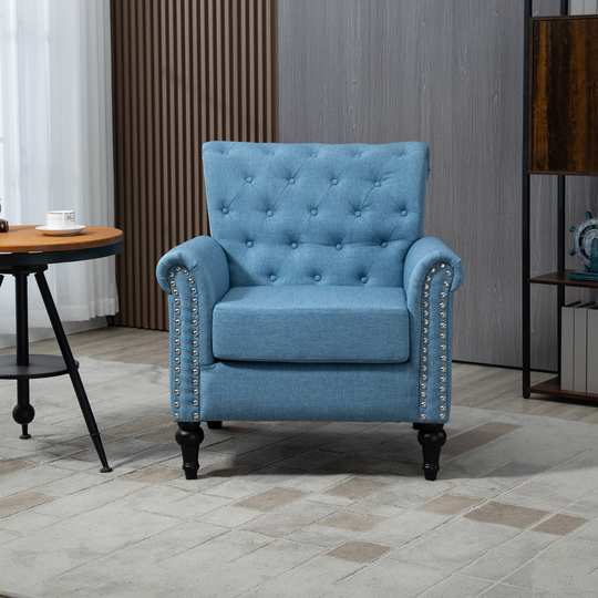 Velvet Tufted Upholstered Accent Chair with Nailhead,Rolled Arm - 30" x 31" x 34"