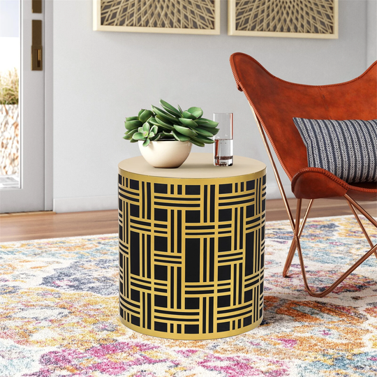Adeco Metal Round End Table - 15.75"D x 15.75"W x 16.93"H
