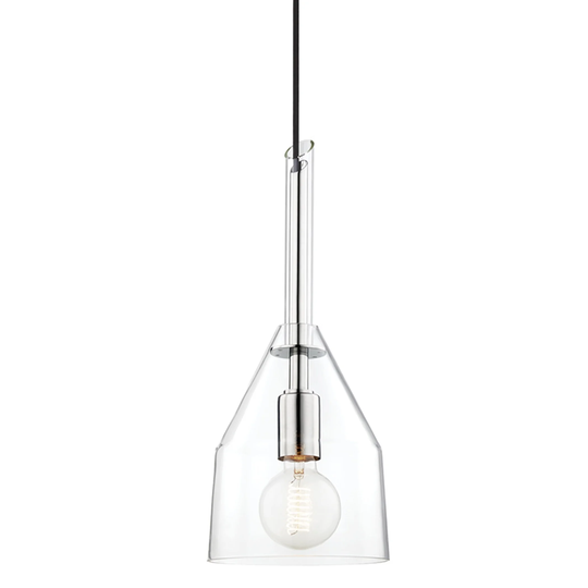 Mitzi by Hudson Valley Sloan 1-light Polished Nickel Small Pendant, Clear Glass
