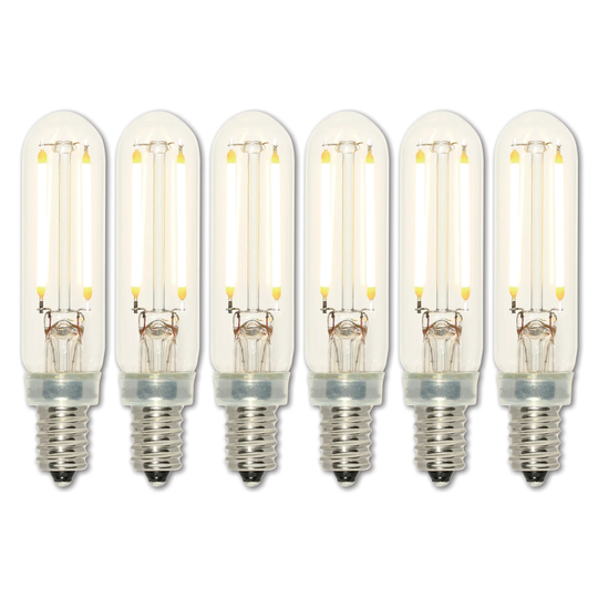 Westinghouse Lighting 2.5-Watt (25-Watt Equivalent) Clear T6 Dimmable Filament LED Light Bulb, Candelabra Base, 6 Pack - 6-Pack