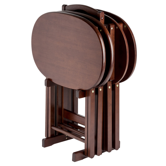 Nathan 5-Pc Snack Table Set, Cappuccino - 23.7 x 15.83 x 25.51 inches