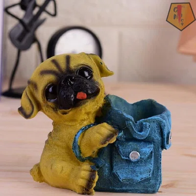 Cute Puppy Dog Pen Pencil Holder,Resin Pet Pen Pensil Desk Organizer Animal Design Decoration