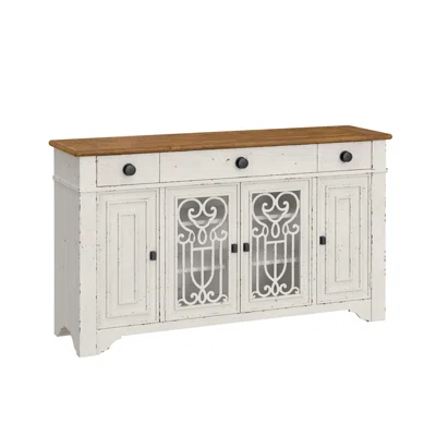 63" Wide 3 Drawer Pine Solid Wood Sideboard