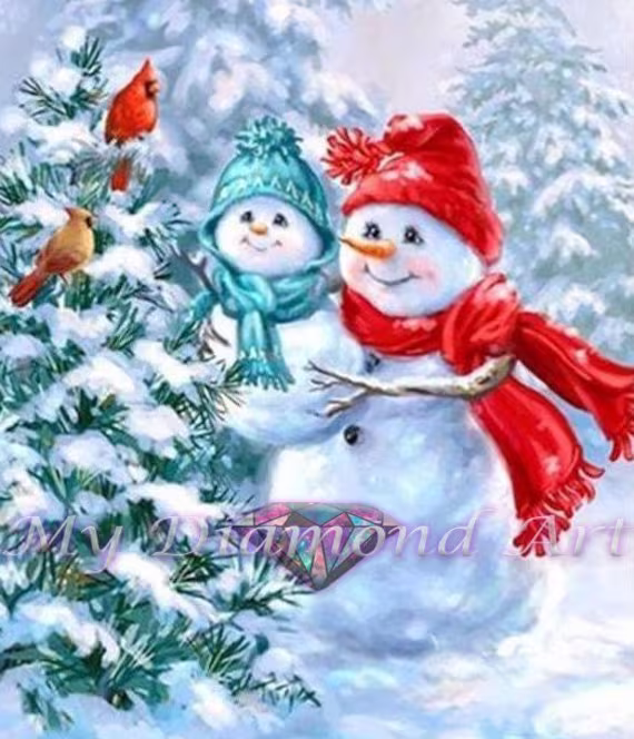 5D Diy My Diamond Art | Two Snowmen Painting Kit | New