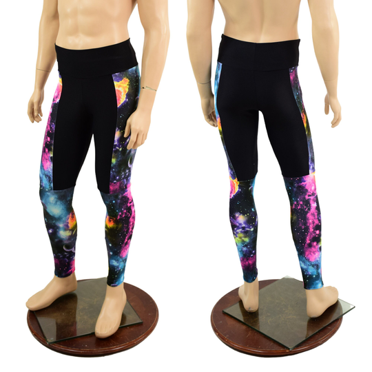 Mens Luchador Color Blocked Leggings in Black Zen & Galaxy 157819