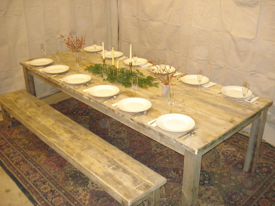 Rustic Table, Driftwood Table | 108"L X 44"W 29"H 1 Bench | 96 15 16H Side Board Cabinet | 76 21 36H