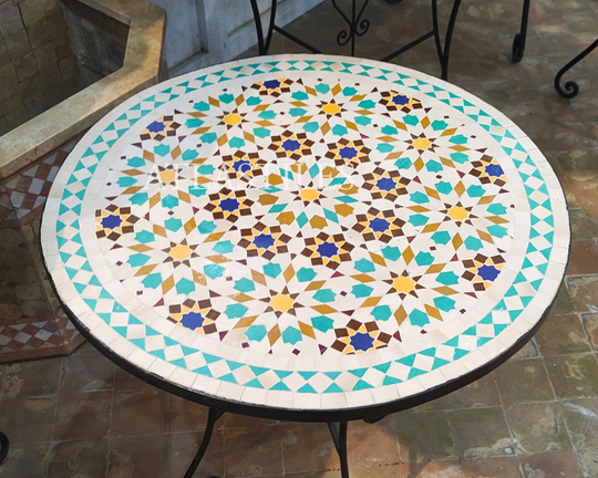 Moroccan Mosaic Table For Outdoor Patio, Amazing Dinner Table 100% Handmade, Ceramic Table, Art Decoration, Customizable Handcrafted