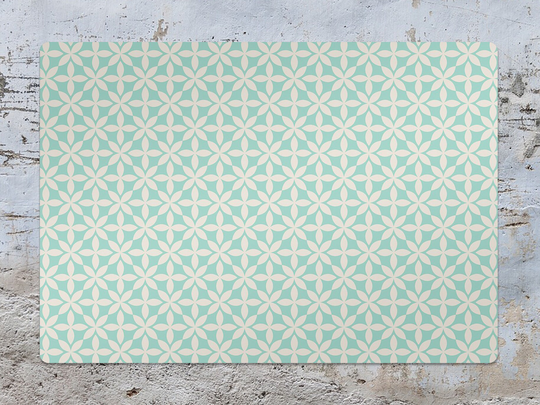 Vintage Chic Chair Mat, Blue Vinyl Floor White Protective Abstract Splat Office Room Rug, Comfort Mat