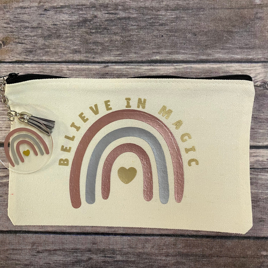 Believe in Magic Pencil Case/Makeup Bag/Canvas Zip Bag
