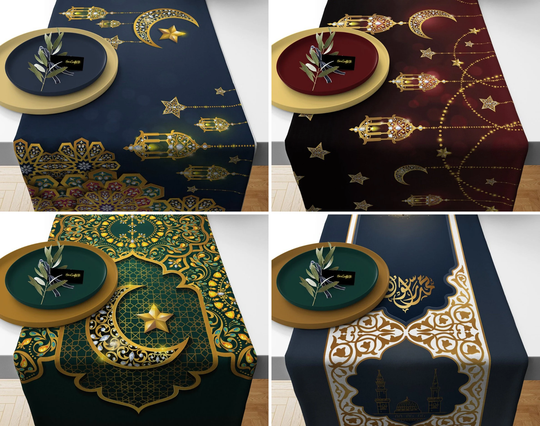 Ramadan Table Runner, Decoration Islamic Religious Motif Cover, Gift For Muslim, Muslim Decor, Home