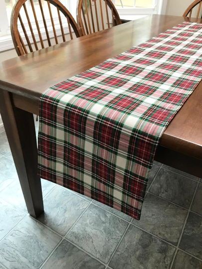 Classic Tartan Plaid Table Runner On White Background Is Several Sizes