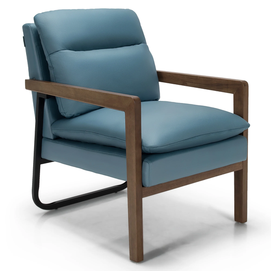 Modern Accent Chair Comfy Soft Leisure Chair with Solid Wood Legs